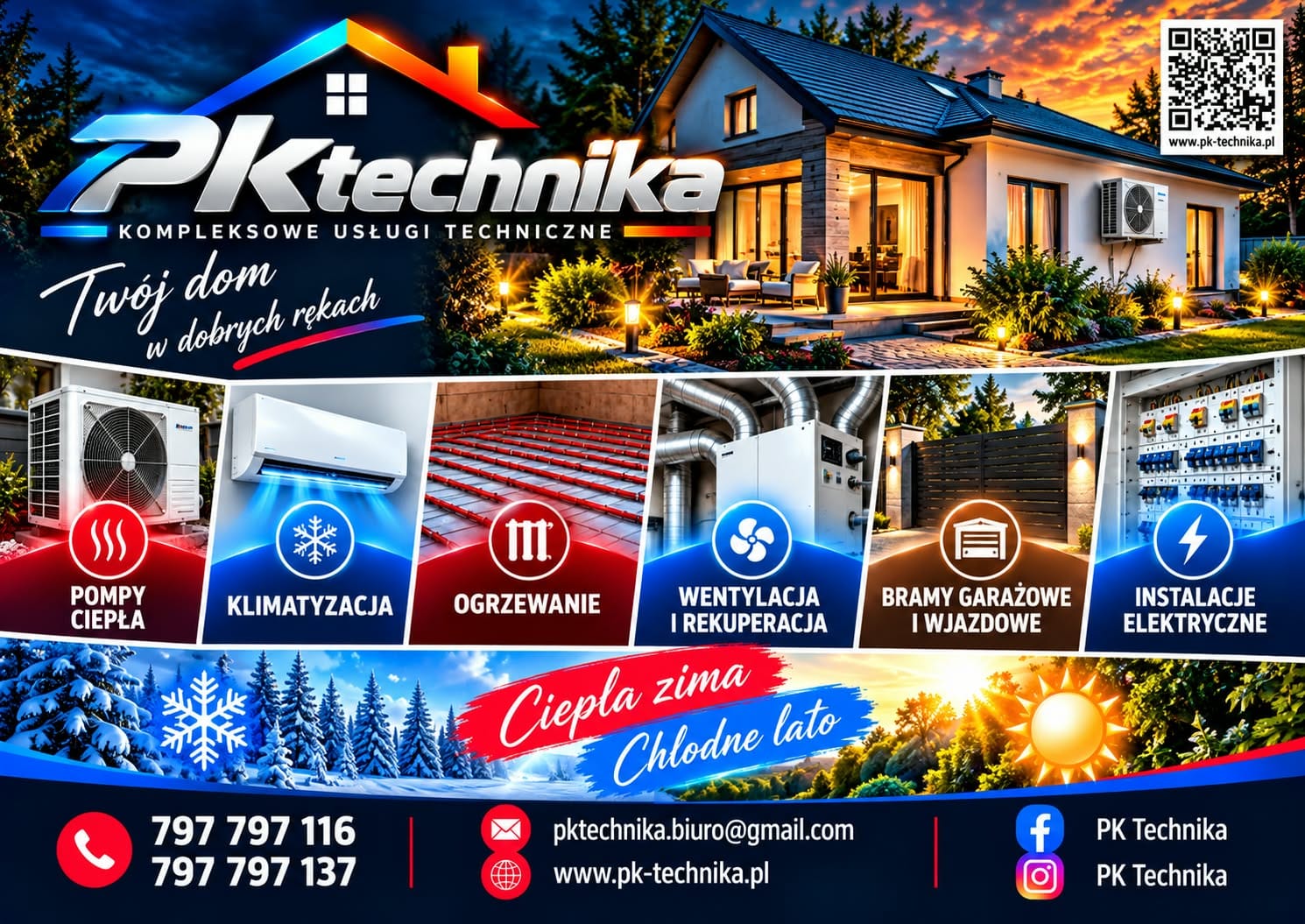Ulotka PK Technika prezentująca zakres usług
